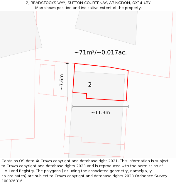2, BRADSTOCKS WAY, SUTTON COURTENAY, ABINGDON, OX14 4BY: Plot and title map