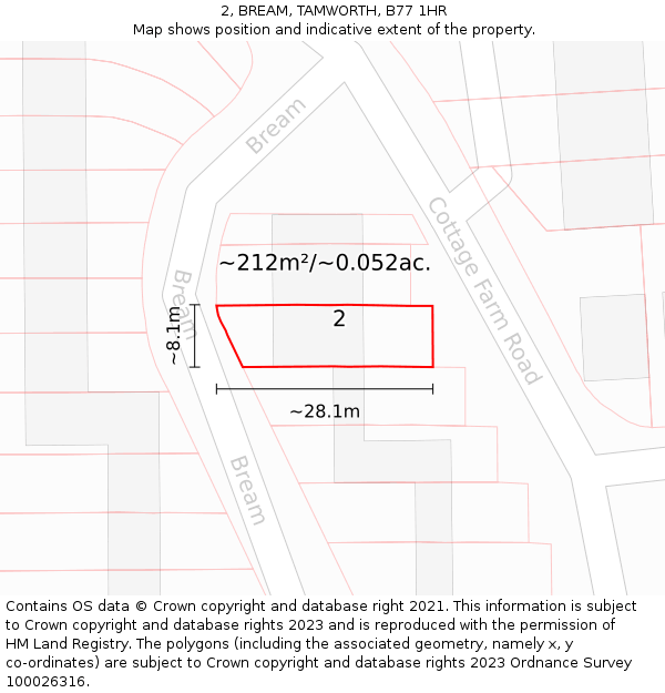 2, BREAM, TAMWORTH, B77 1HR: Plot and title map