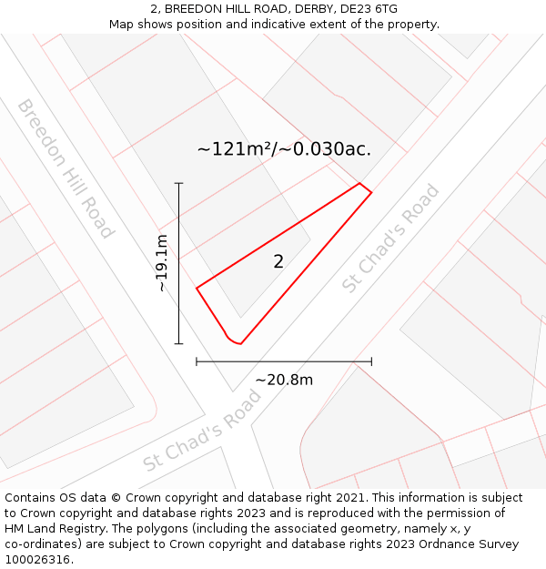 2, BREEDON HILL ROAD, DERBY, DE23 6TG: Plot and title map