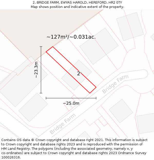 2, BRIDGE FARM, EWYAS HAROLD, HEREFORD, HR2 0TY: Plot and title map