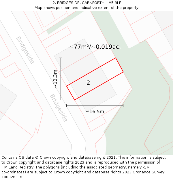 2, BRIDGESIDE, CARNFORTH, LA5 9LF: Plot and title map