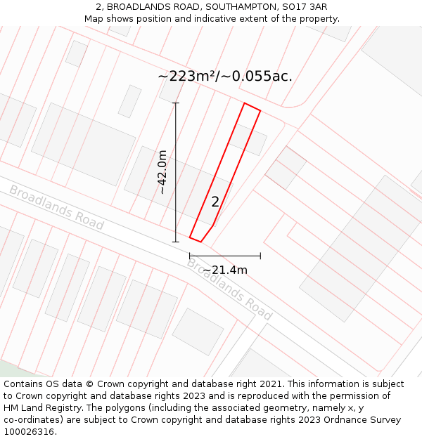 2, BROADLANDS ROAD, SOUTHAMPTON, SO17 3AR: Plot and title map
