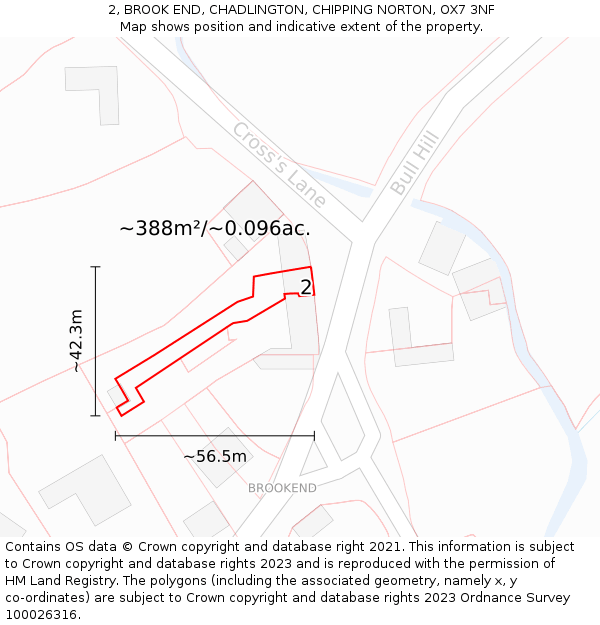 2, BROOK END, CHADLINGTON, CHIPPING NORTON, OX7 3NF: Plot and title map