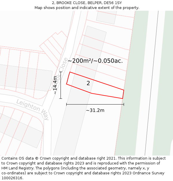 2, BROOKE CLOSE, BELPER, DE56 1SY: Plot and title map