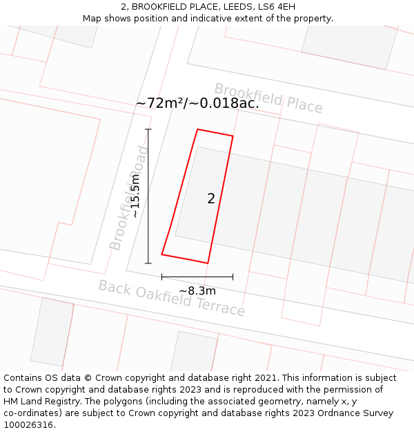 2, BROOKFIELD PLACE, LEEDS, LS6 4EH: Plot and title map