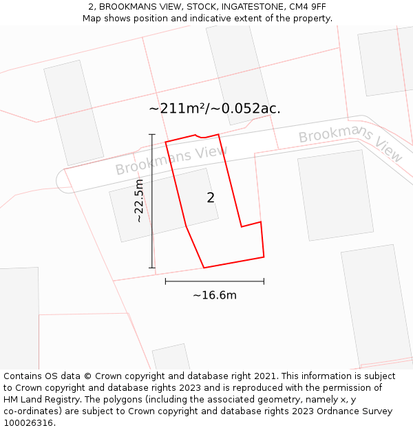 2, BROOKMANS VIEW, STOCK, INGATESTONE, CM4 9FF: Plot and title map