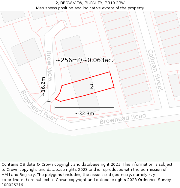 2, BROW VIEW, BURNLEY, BB10 3BW: Plot and title map