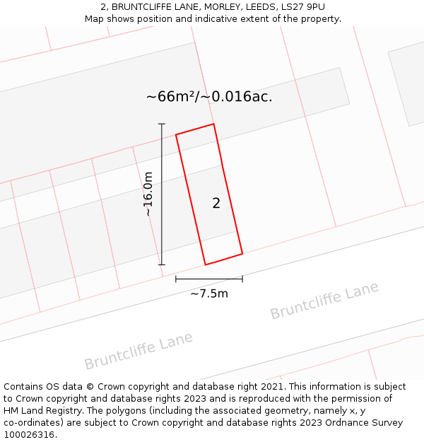 2, BRUNTCLIFFE LANE, MORLEY, LEEDS, LS27 9PU: Plot and title map