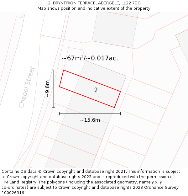2, BRYNTIRION TERRACE, ABERGELE, LL22 7BG: Plot and title map