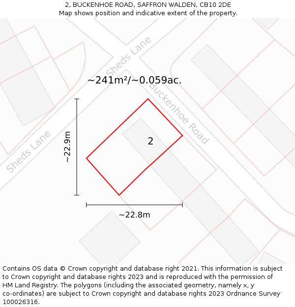 2, BUCKENHOE ROAD, SAFFRON WALDEN, CB10 2DE: Plot and title map