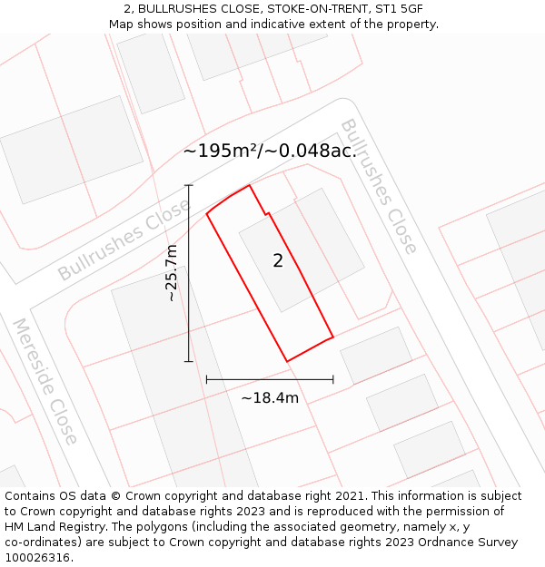 2, BULLRUSHES CLOSE, STOKE-ON-TRENT, ST1 5GF: Plot and title map