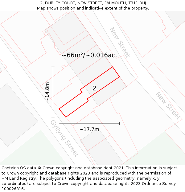 2, BURLEY COURT, NEW STREET, FALMOUTH, TR11 3HJ: Plot and title map