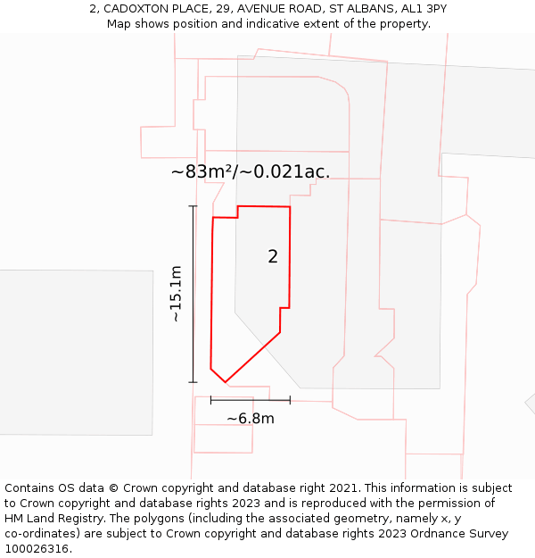 2, CADOXTON PLACE, 29, AVENUE ROAD, ST ALBANS, AL1 3PY: Plot and title map
