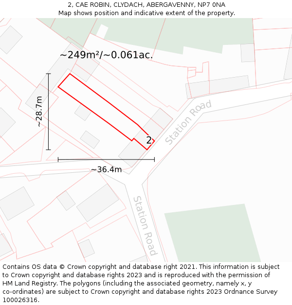 2, CAE ROBIN, CLYDACH, ABERGAVENNY, NP7 0NA: Plot and title map