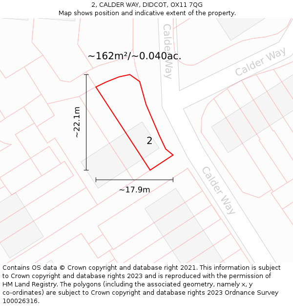 2, CALDER WAY, DIDCOT, OX11 7QG: Plot and title map