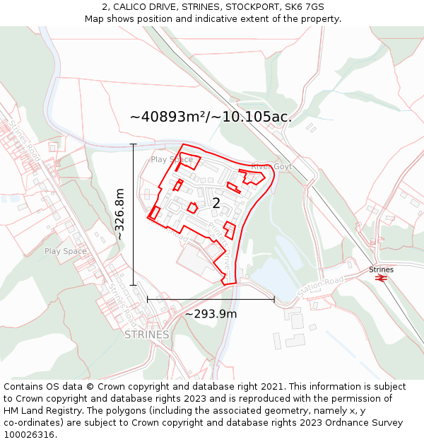 2, CALICO DRIVE, STRINES, STOCKPORT, SK6 7GS: Plot and title map