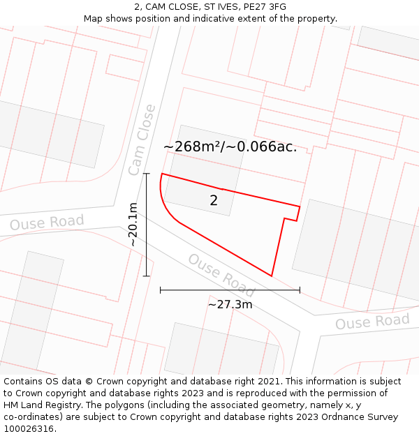 2, CAM CLOSE, ST IVES, PE27 3FG: Plot and title map