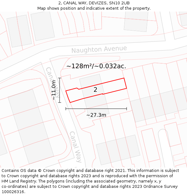 2, CANAL WAY, DEVIZES, SN10 2UB: Plot and title map