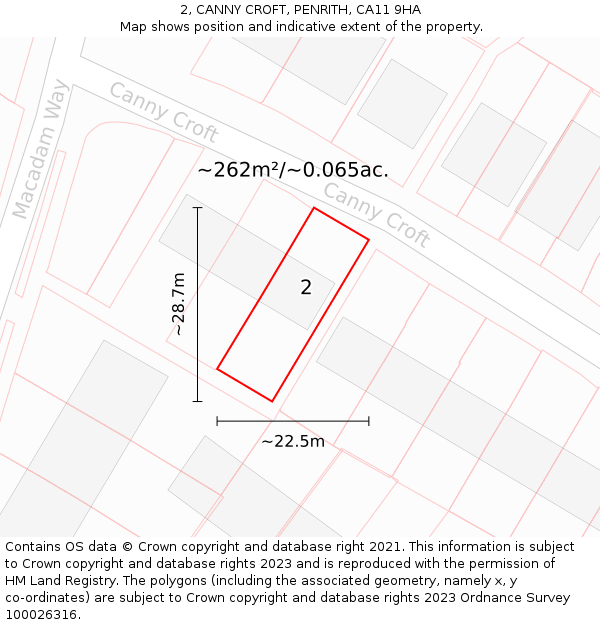 2, CANNY CROFT, PENRITH, CA11 9HA: Plot and title map