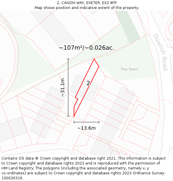 2, CANON WAY, EXETER, EX2 8FP: Plot and title map