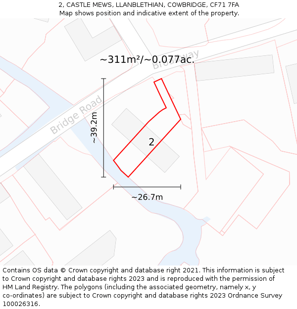 2, CASTLE MEWS, LLANBLETHIAN, COWBRIDGE, CF71 7FA: Plot and title map