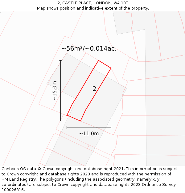 2, CASTLE PLACE, LONDON, W4 1RT: Plot and title map