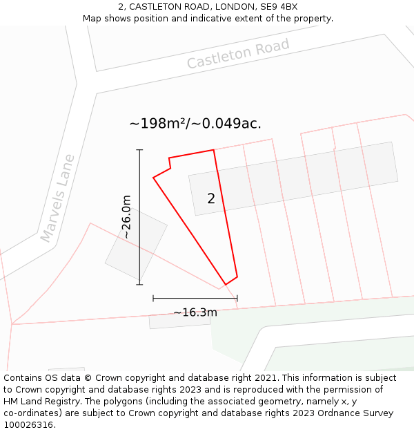 2, CASTLETON ROAD, LONDON, SE9 4BX: Plot and title map