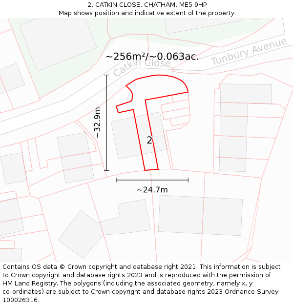 2, CATKIN CLOSE, CHATHAM, ME5 9HP: Plot and title map