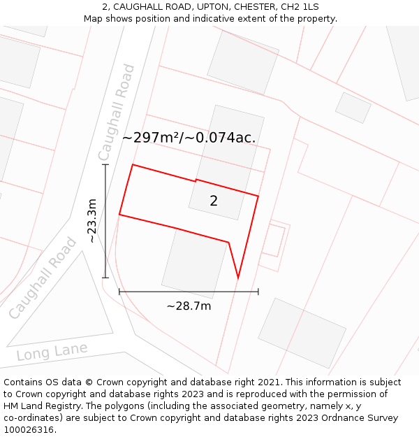 2, CAUGHALL ROAD, UPTON, CHESTER, CH2 1LS: Plot and title map