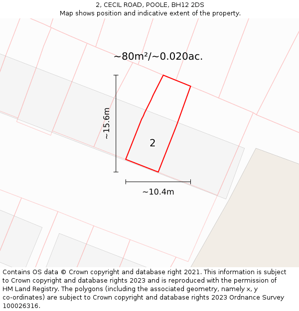 2, CECIL ROAD, POOLE, BH12 2DS: Plot and title map