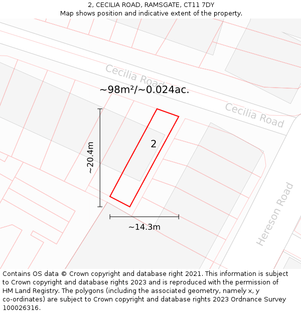 2, CECILIA ROAD, RAMSGATE, CT11 7DY: Plot and title map