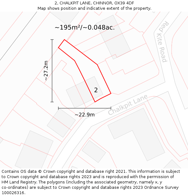 2, CHALKPIT LANE, CHINNOR, OX39 4DF: Plot and title map