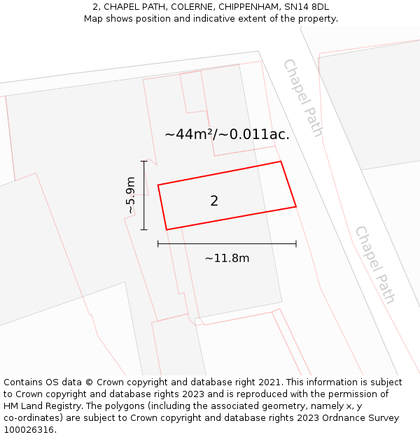 2, CHAPEL PATH, COLERNE, CHIPPENHAM, SN14 8DL: Plot and title map