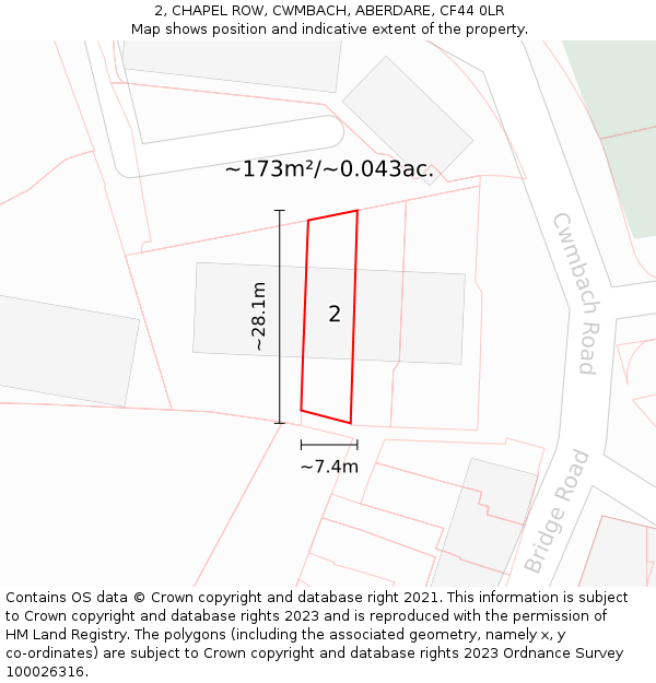 2, CHAPEL ROW, CWMBACH, ABERDARE, CF44 0LR: Plot and title map