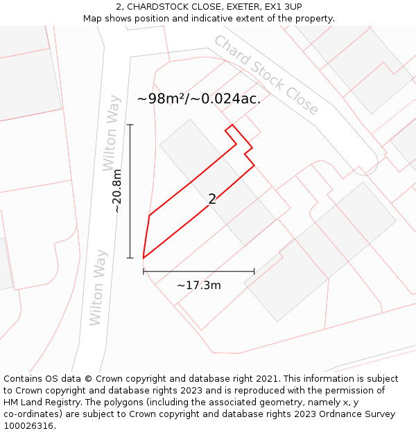 2, CHARDSTOCK CLOSE, EXETER, EX1 3UP: Plot and title map