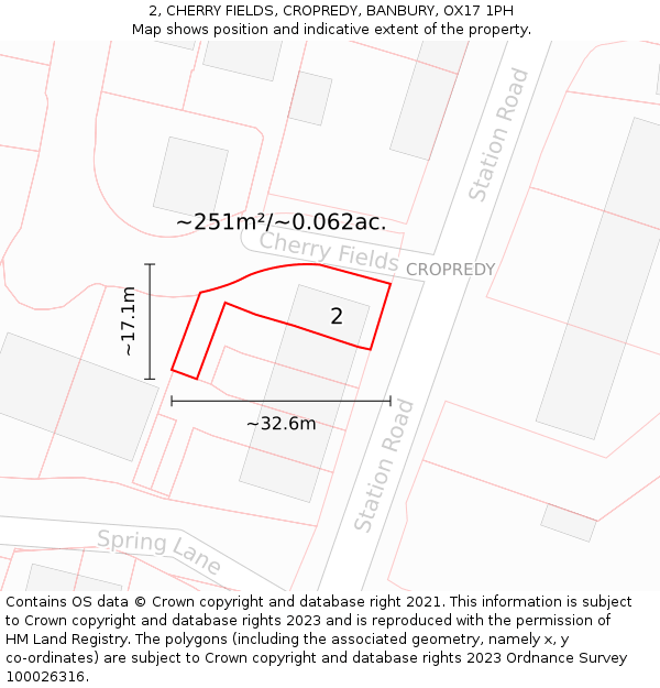 2, CHERRY FIELDS, CROPREDY, BANBURY, OX17 1PH: Plot and title map