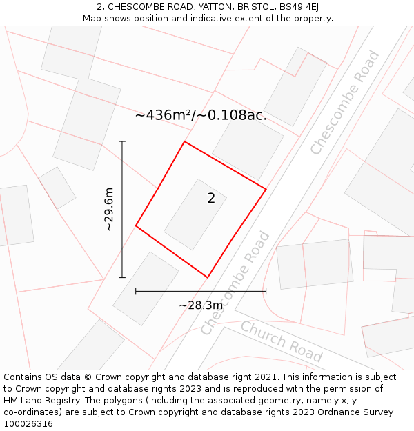 2, CHESCOMBE ROAD, YATTON, BRISTOL, BS49 4EJ: Plot and title map