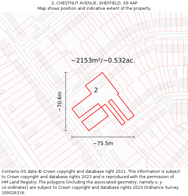 2, CHESTNUT AVENUE, SHEFFIELD, S9 4AP: Plot and title map