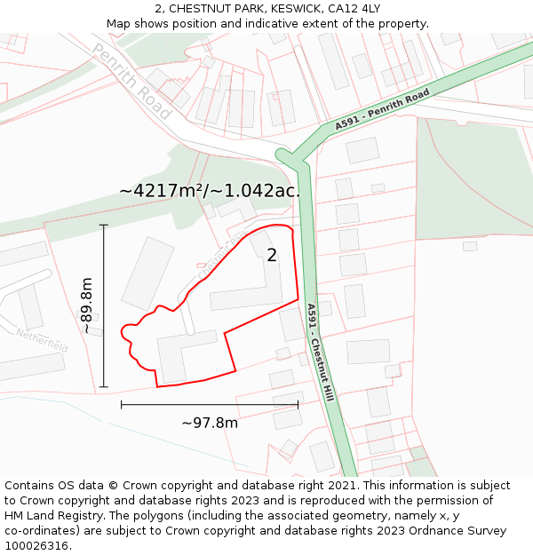 2, CHESTNUT PARK, KESWICK, CA12 4LY: Plot and title map