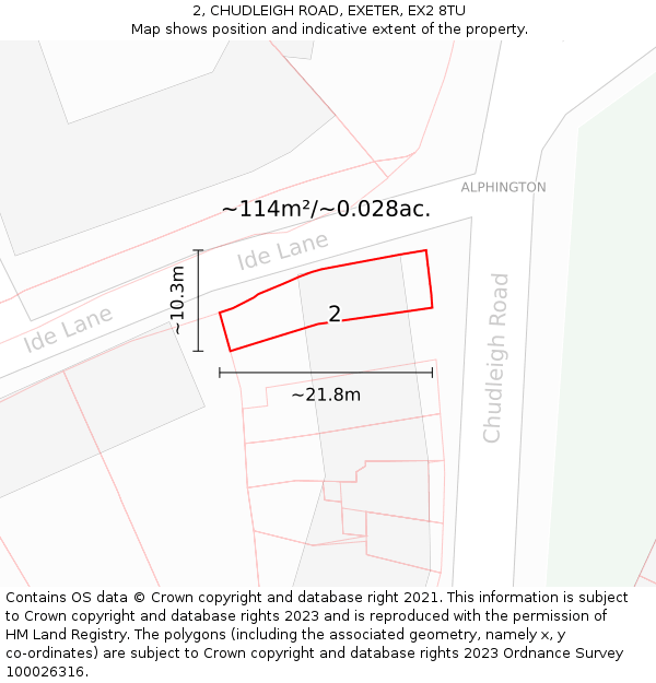 2, CHUDLEIGH ROAD, EXETER, EX2 8TU: Plot and title map
