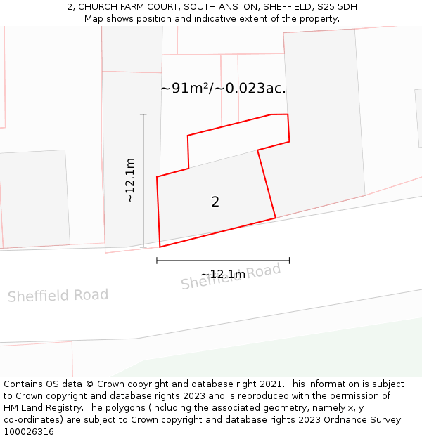 2, CHURCH FARM COURT, SOUTH ANSTON, SHEFFIELD, S25 5DH: Plot and title map