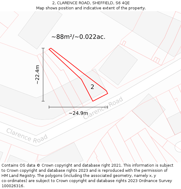 2, CLARENCE ROAD, SHEFFIELD, S6 4QE: Plot and title map