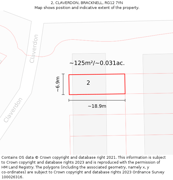 2, CLAVERDON, BRACKNELL, RG12 7YN: Plot and title map