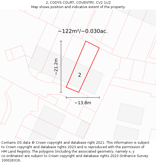 2, CODYS COURT, COVENTRY, CV2 1UZ: Plot and title map