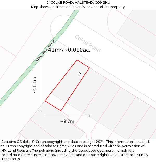 2, COLNE ROAD, HALSTEAD, CO9 2HU: Plot and title map