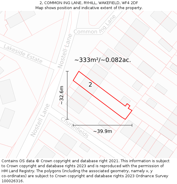 2, COMMON ING LANE, RYHILL, WAKEFIELD, WF4 2DF: Plot and title map