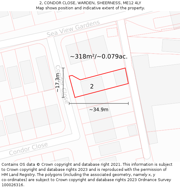 2, CONDOR CLOSE, WARDEN, SHEERNESS, ME12 4LY: Plot and title map