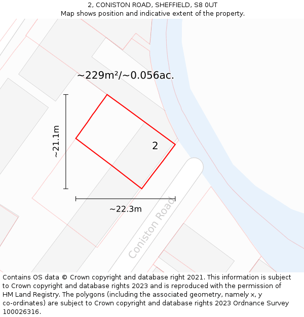 2, CONISTON ROAD, SHEFFIELD, S8 0UT: Plot and title map
