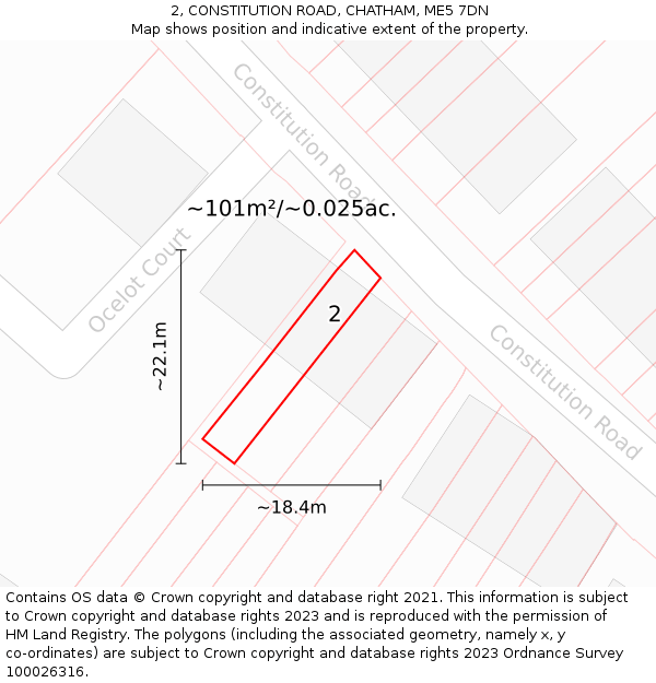 2, CONSTITUTION ROAD, CHATHAM, ME5 7DN: Plot and title map