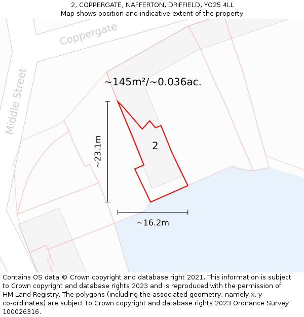 2, COPPERGATE, NAFFERTON, DRIFFIELD, YO25 4LL: Plot and title map